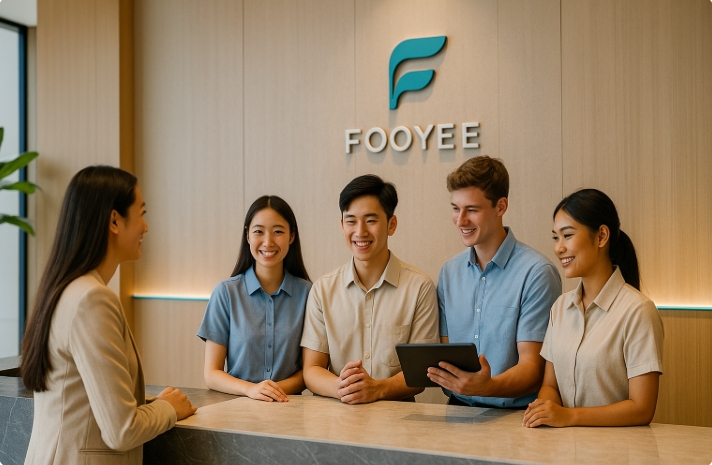 Fooyee Hotel lobby and team welcoming guests