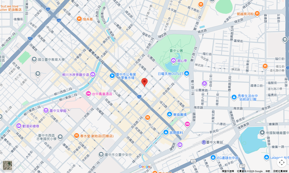 浮逸旅館台中車站館 Google 地圖位置