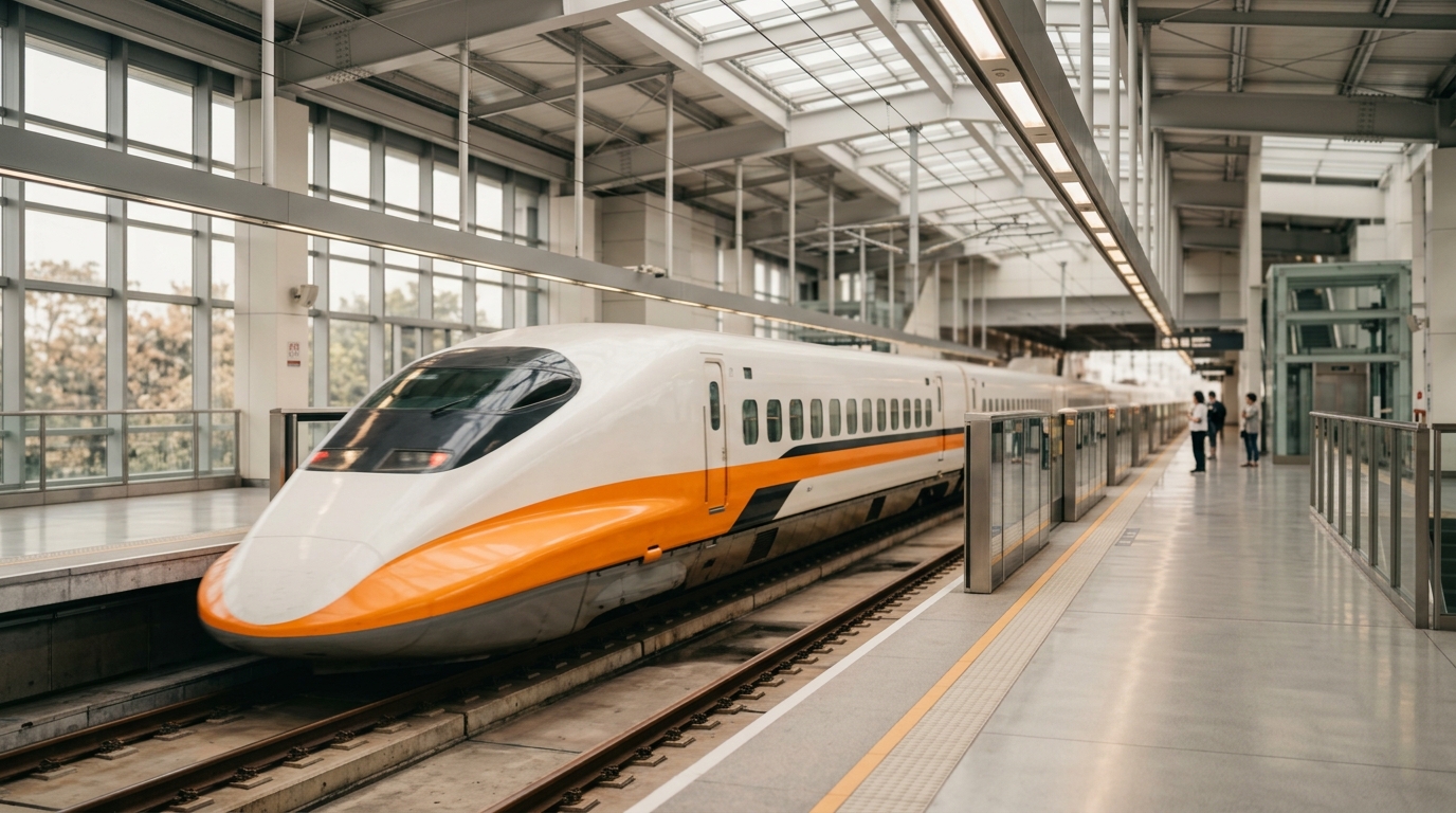 高鐵列車進站，搭高鐵輕鬆抵達浮逸旅館